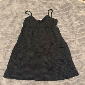 Fire Los Angeles Black Mini Dress with Subtle White Dot Print